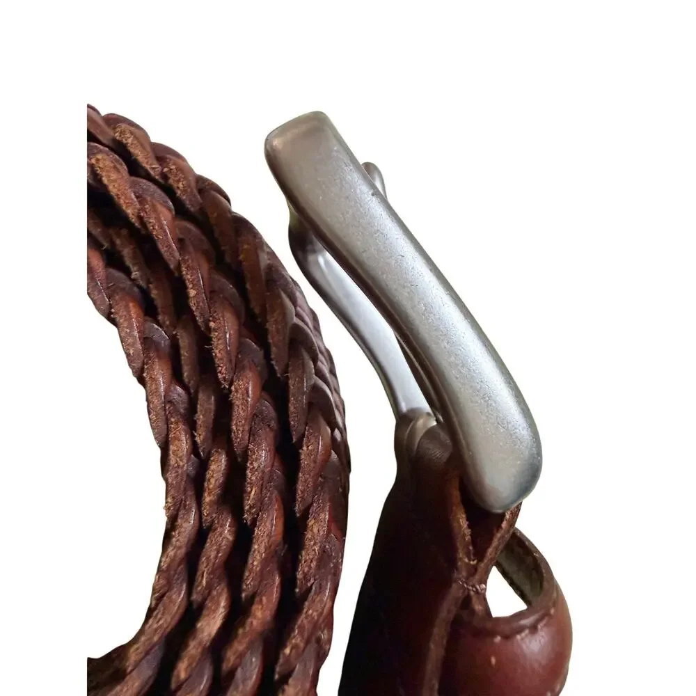 Polo Ralph Lauren Mens Size 50 Brown Braided Woven Leather Belt Big Tall